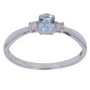 9ct White Gold 0.05ct Brilliant Cut Diamond and Aquamarine Solitaire Ring