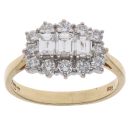 18ct Yellow Gold 1.25ct Brilliant and Baguette Cut Diamond Cluster Ring