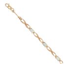 9ct Yellow Gold 0.01ct Brilliant Cut Diamond and Blue Topaz Bracelet 7"