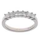 Platinum 0.50ct Princess Cut Diamond Seven Stone Eternity Ring