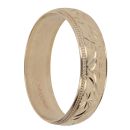 9ct Yellow Gold Patterned 6mm Wedding Band