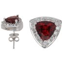 18ct White Gold 0.25ct Brilliant Cut Diamond and Garnet Cluster Earrings