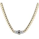 14ct Yellow Gold Monaco Classic Plain Pave Lock Curb Chain 18"