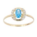14ct Yellow Gold Cubic Zirconia Blue Gemstone Ring