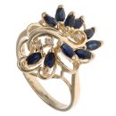 9ct Yellow Gold 0.05ct Diamond and Sapphire Fancy Ring