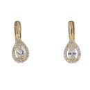 14ct Yellow Gold Cubic Zirconia Teardrop Cluster Stone Set Earrings