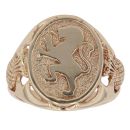 9ct Yellow Gold Rampant Lion Signet Ring