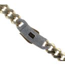 14ct Yellow Gold Monaco Classic Plain Pave Lock Curb Chain 18"