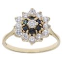 9ct Yellow Gold Cubic Zirconia and Sapphire Ring