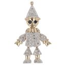 9ct Yellow Gold 0.25ct Single Cut Diamond Clown Pendant