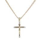 9ct Yellow Gold Cubic Zirconia Crucifix Pendant And Chain 18"