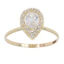 14ct Yellow Gold Teardrop Cubic Zirconia Stone Set Ring