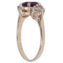 9ct Yellow Gold Amethyst and Aquamarine Three Stone Ring