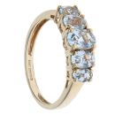 9ct Yellow Gold Five Stone Aquamarine Fancy Ring