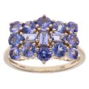 9ct Yellow Gold Tanzanite Cluster Ring