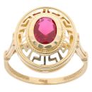 14ct Yellow Gold Red Gemstone Signet Ring