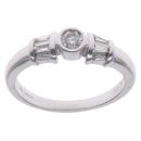 9ct White Gold 0.50ct Brilliant and Baguette Cut Diamond Solitaire Ring