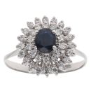 18ct White Gold 0.50ct Brilliant Cut Diamond and Sapphire Cluster Ring