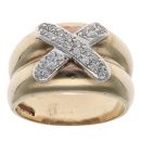 9ct Yellow Gold 0.25ct Diamond X Signet Ring