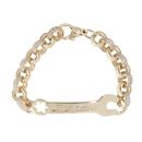 9ct Yellow Gold Plain Spanner And Cubic Zirconia Belcher Bracelet 5.5"