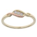 9ct Yellow and Rose Gold Clogau 0.10ct Diamond Past Present and Future Trilogy Ring