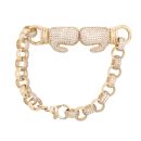 9ct Yellow Gold Cubic Zirconia Boxing Glove Belcher Bracelet 6.5"
