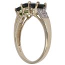 9ct Yellow Gold 0.10ct Brilliant Cut Diamond and Diopside Fancy Ring