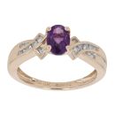 9ct Yellow Gold 0.13ct Diamond And Created Amethyst Ring