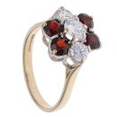 9ct Yellow Gold Garnet and Cubic Zirconia Cluster Ring