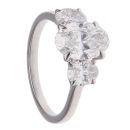 9ct White Gold 3.00ct Oval Cut Lab Grown Diamond Trilogy Ring