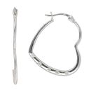 Silver Cubic Zirconia Heart Hoop Earrings By Icesia