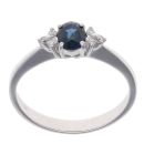 9ct White Gold 0.06ct Diamond and Sapphire Ring