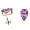 9ct Yellow Gold Amethyst Stud Earrings