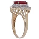 9ct Yellow Gold 0.08ct Diamond and Created Ruby Cluster Ring