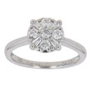 18ct White Gold 0.35ct Brilliant and Baguette Cut Diamond Cluster Ring