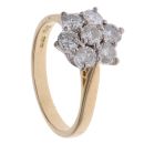 18ct Yellow Gold 1.00ct Brilliant Cut Diamond Daisy Cluster Ring