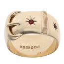 9ct Yellow Gold Garnet Buckle Ring