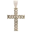 9ct Yellow Gold Cubic Zirconia Curb Cross Pendant