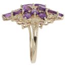 9ct Yellow Gold Amethyst Cluster Ring