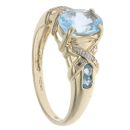 9ct Yellow And White Gold 0.02ct Diamond And Blue Topaz Ring
