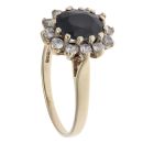 9ct Yellow Gold Cubic Zirconia and Sapphire Cluster Ring