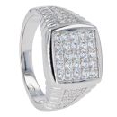 Silver Cubic Zirconia Linked Shoulder Signet Ring by Icesia