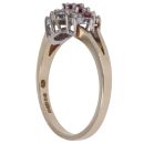 9ct Yellow Gold 0.20ct Brilliant Cut Diamond and Ruby Cluster Ring