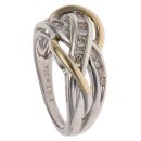 9ct Yellow and White Gold 0.25ct Brilliant and Baguette Cut Diamond Crossover Ring