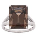 9ct White Gold Smoky Quartz Solitaire Ring