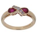 18ct Yellow Gold 0.06ct Diamond and Ruby Ring