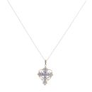 9ct Yellow Gold Tanzanite Cross Heart Pendant and Chain 18"