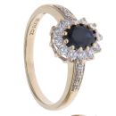 9ct Yellow Gold Sapphire and Cubic Zirconia Cluster Ring