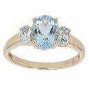 9ct Yellow Gold Aquamarine Three Stone Ring
