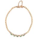 14ct Yellow Gold 0.30ct Brilliant and Oval Cut Diamond and Emerald Bracelet 6.5"